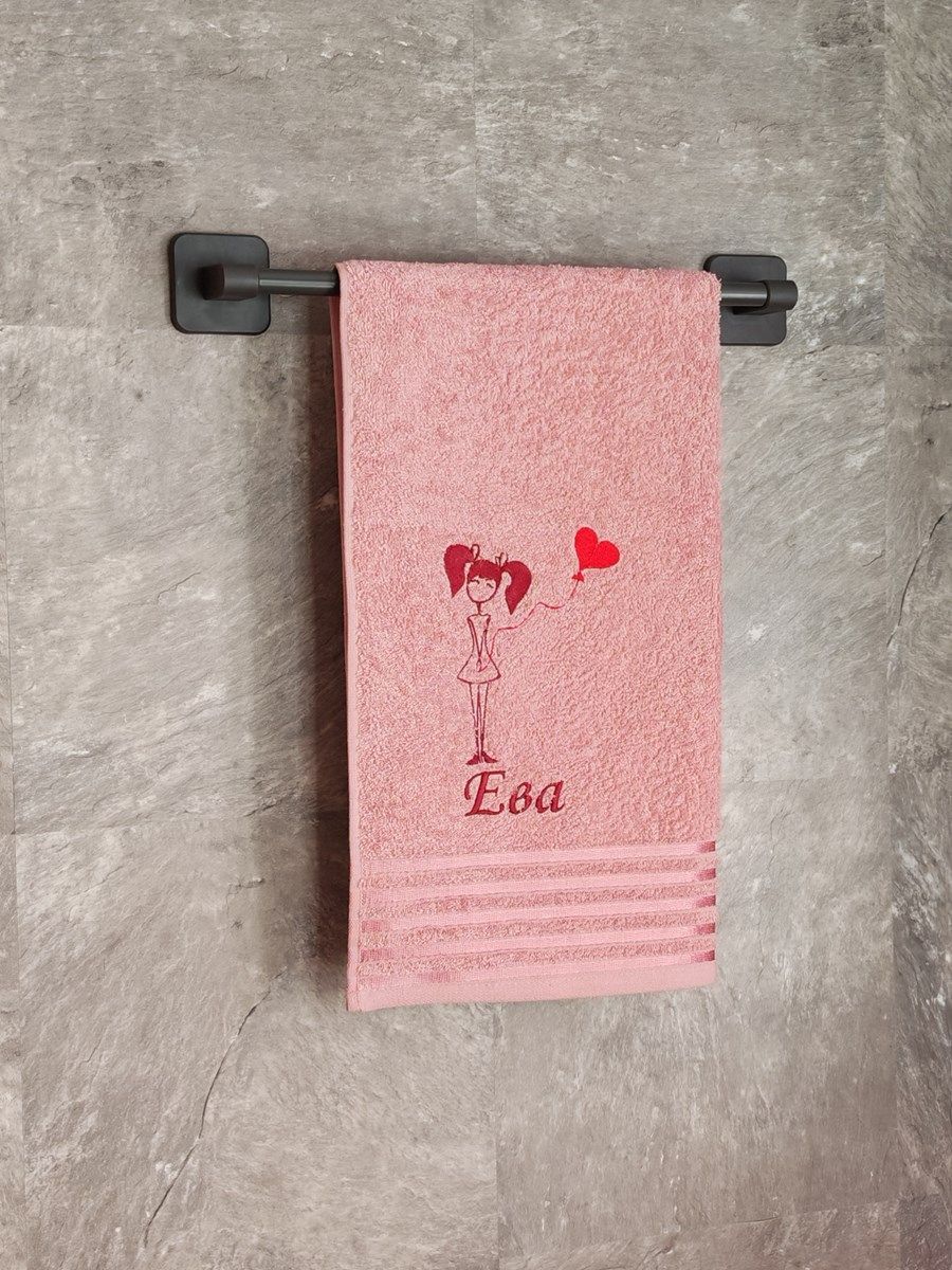 снимок Полотенце с вышивкой 50*90 "Ева" розовое от магазина BIO-TEXTILES ОПТ