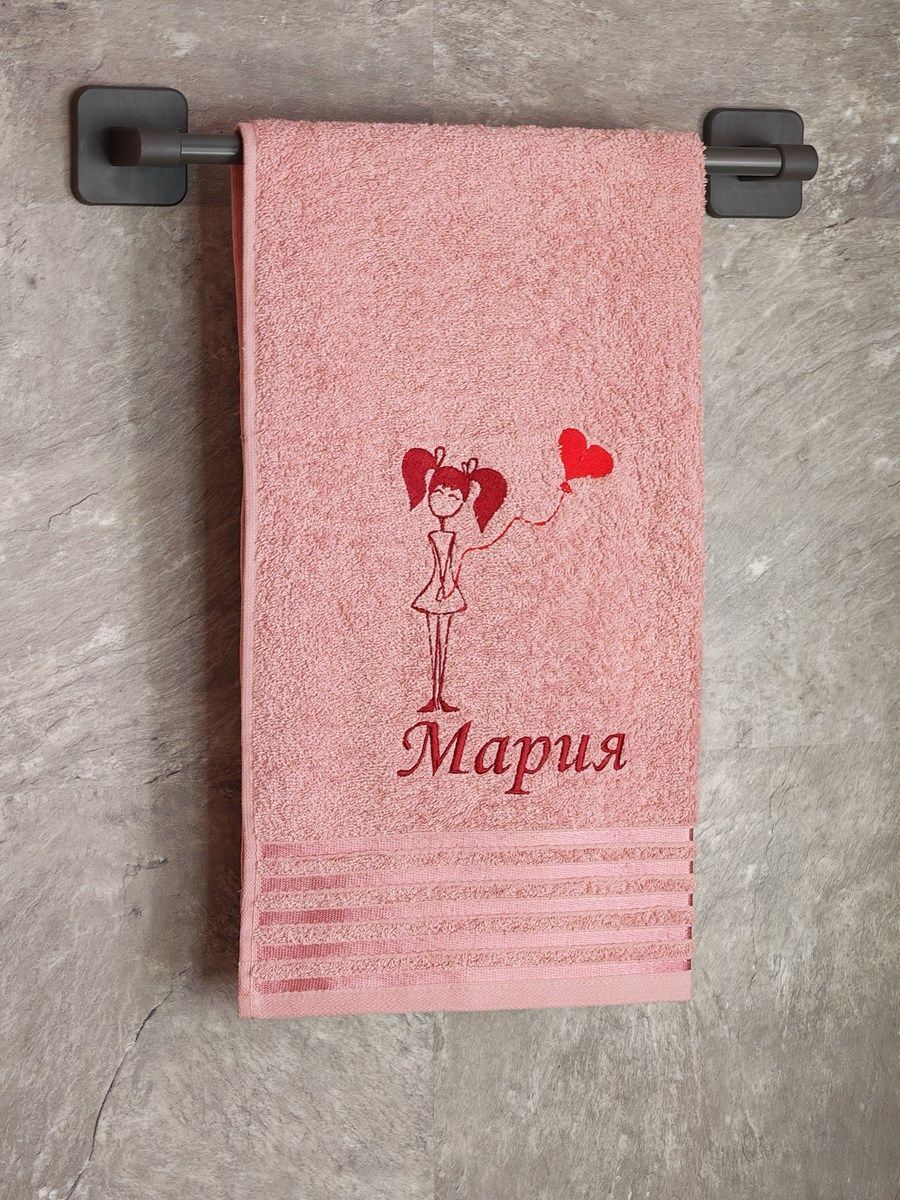 снимок Полотенце с вышивкой 50*90 "Мария" розовое от магазина BIO-TEXTILES ОПТ
