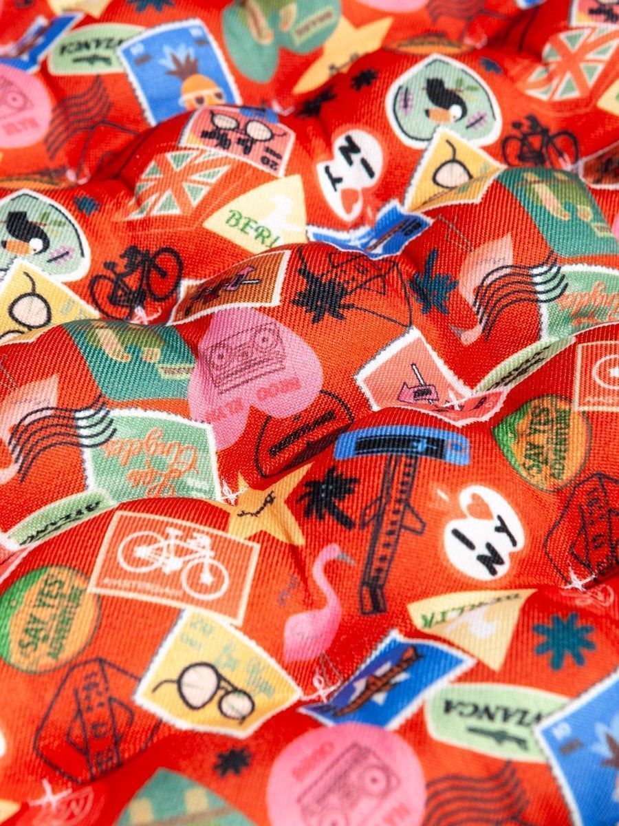 снимок Подушка на стул "Марки" с лузгой гречихи 40*40 от магазина BIO-TEXTILES ОПТ