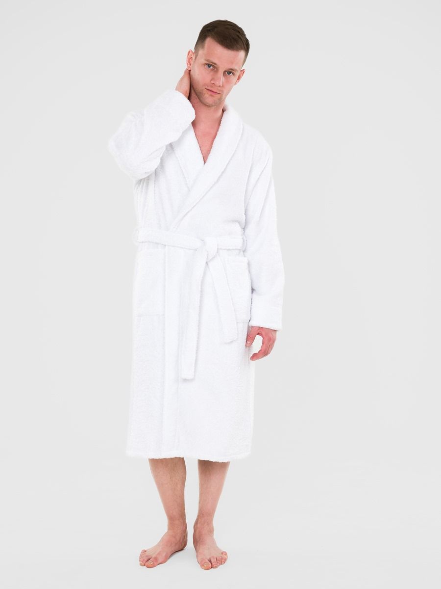 снимок Халат махровый PandaHug Leonardo белый шаль от магазина BIO-TEXTILES ОПТ