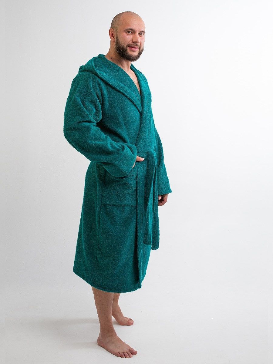 снимок Халат махровый с капюшоном, изумруд от магазина BIO-TEXTILES ОПТ