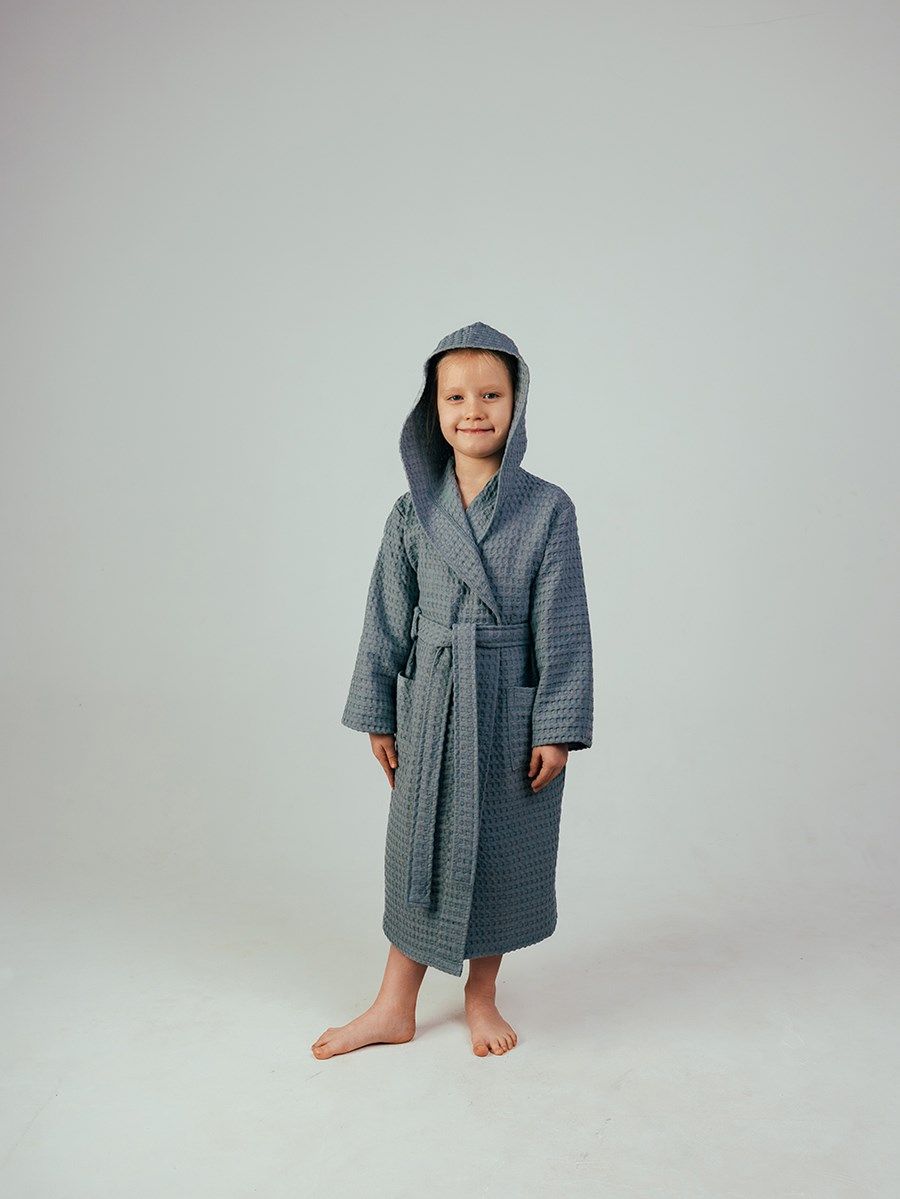 снимок Халат вафельный детский "Комфорт" серый от магазина BIO-TEXTILES ОПТ